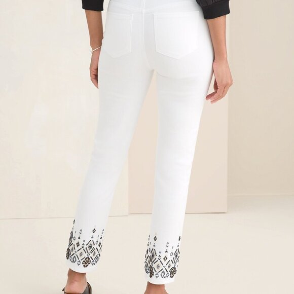 Chico's Beaded Pull-on Ankle Jegging, Chico's size 0, Like New - Picture 2 of 9